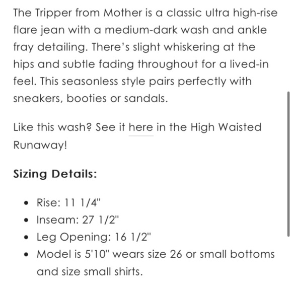 NWOT MOTHER JEANS THE TRIPPER ANKLE FRAY IN CHANGE IS IN THE AIR HI RISE ANKLE - Picture 10 of 16